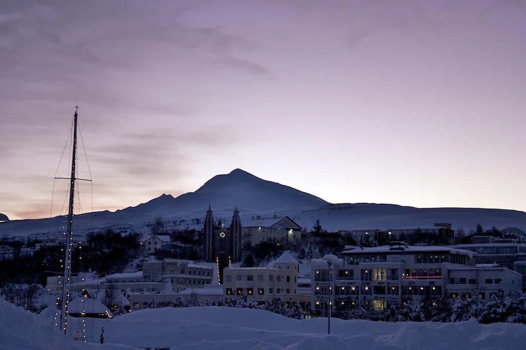 Akureyri in February: Daylight, Snow and Northern Lights