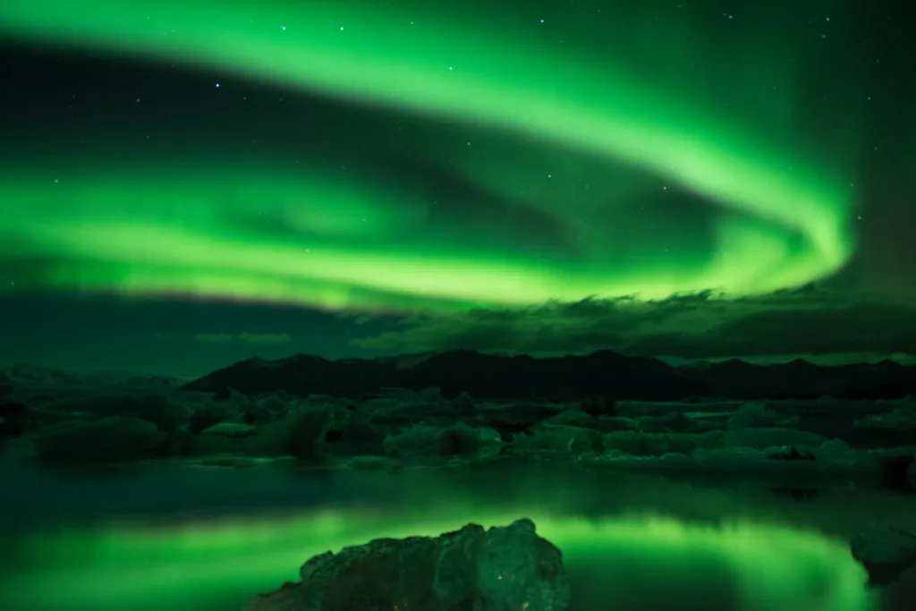 Aurora at Jökulsárlón