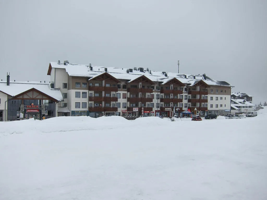 The chalets and shops nearby, Finnish Lapland