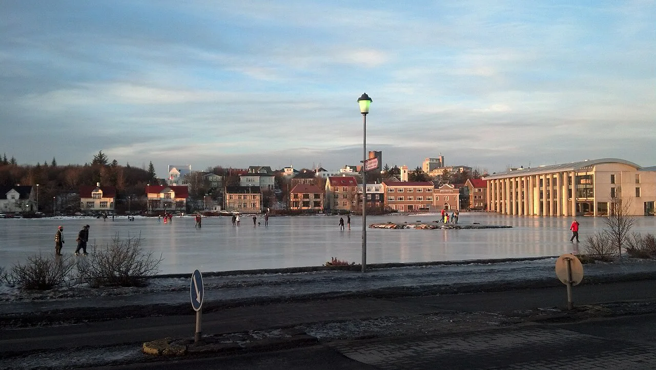 A frozen pond, Reykjavik, Iceland