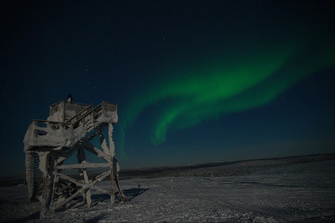 Aurore boréale à Saariselkä, Laponie