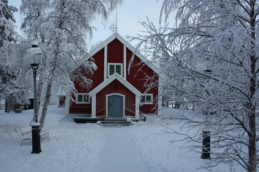 Wooden church in Lapland, Sweden, Swedish Lapland