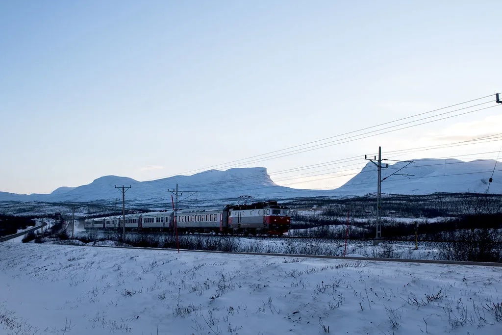 Walking by the train tracks, Swedish Lapland