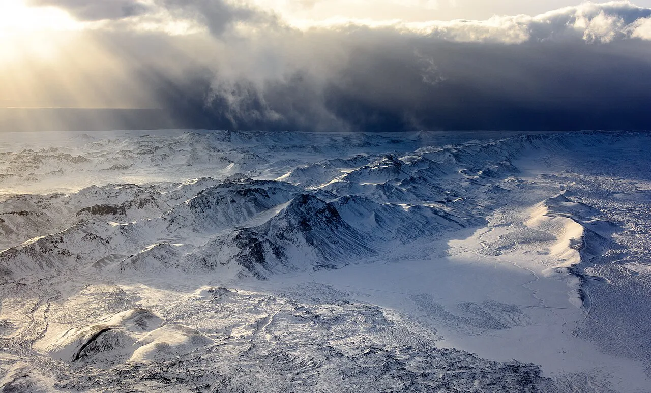 Iceland's Mid-Atlantic Ridge during snow, Iceland