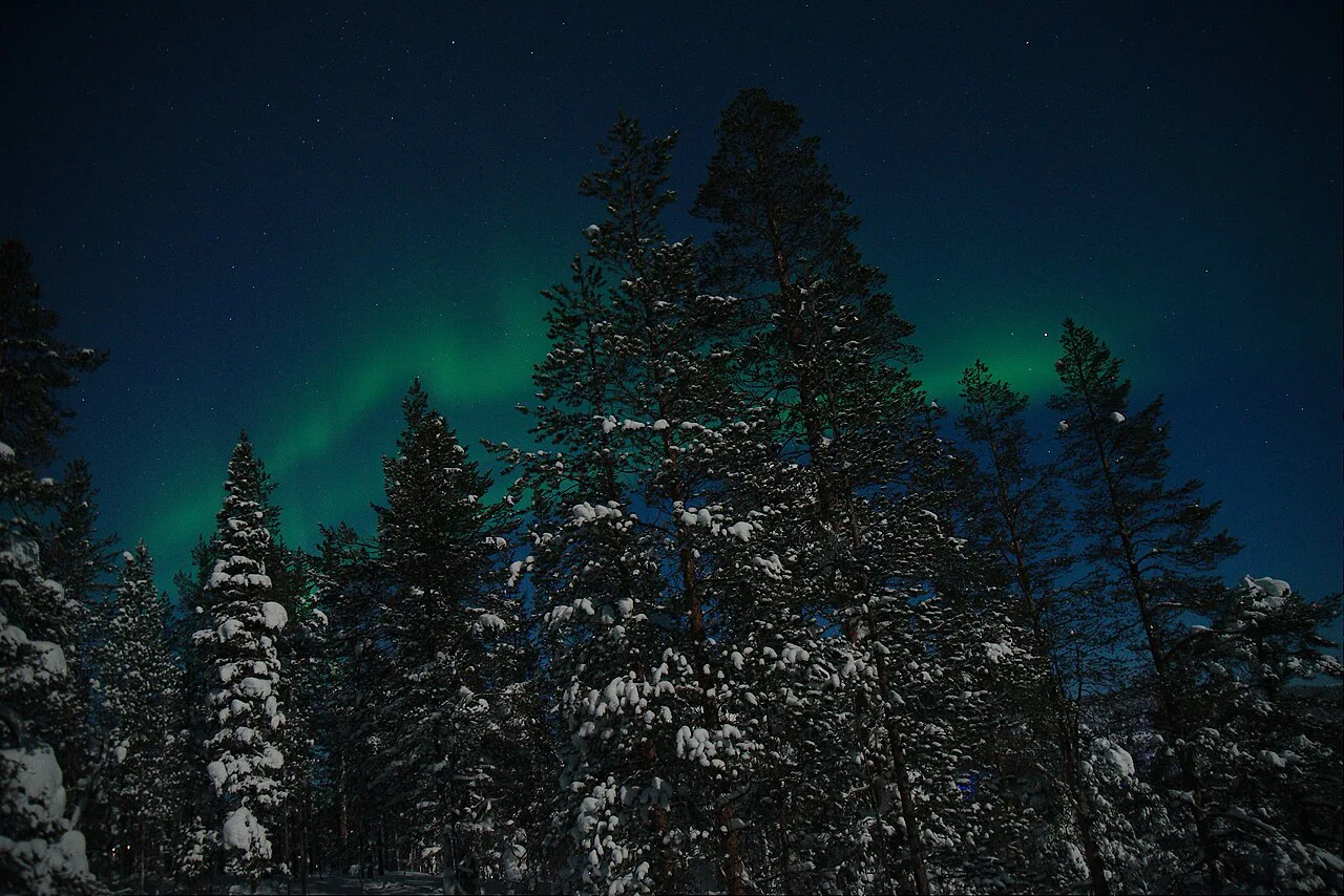 Aurore boréale à Saariselkä, Laponie